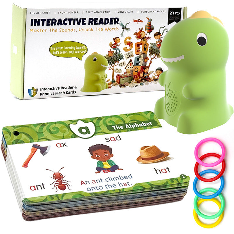 Dinosaur Talking Flash Cards - Interactive Reader & Phonics Learning Set