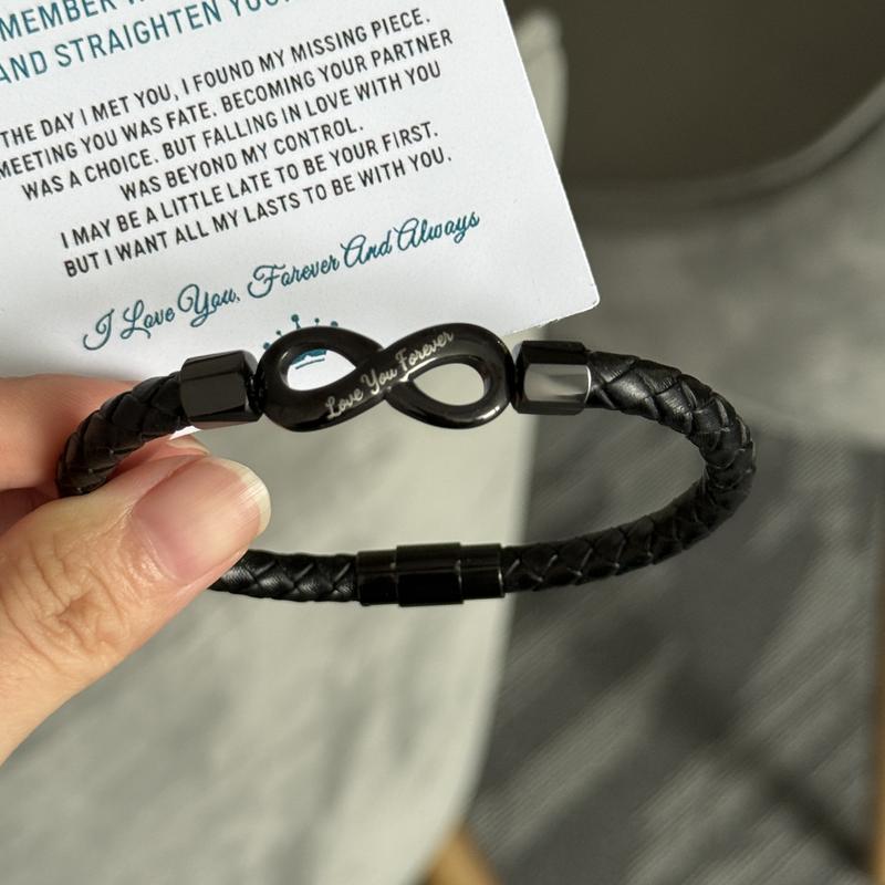 Close-up of Love You Forever engraving on the infinity charm